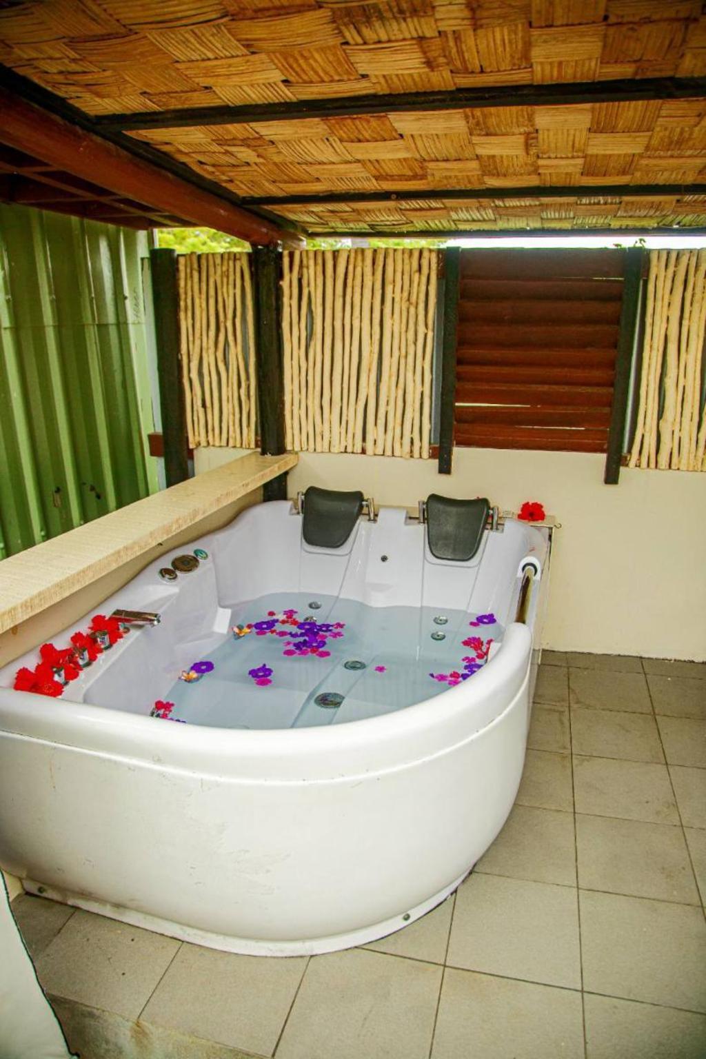 A private hot tub on the villa patio